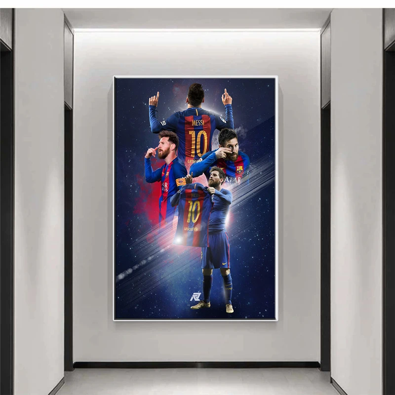 Nogometni igralec Messi zidana platno, tisk zidana in tiskanje plakata HD nogomet slike za dnevna soba dekoracijo