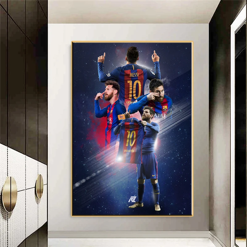 Nogometni igralec Messi zidana platno, tisk zidana in tiskanje plakata HD nogomet slike za dnevna soba dekoracijo