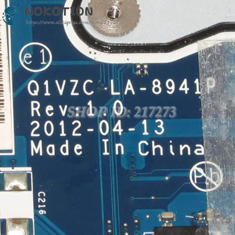 NOKOTION Za Acer aspire 756 Prenosni računalnik z Matično ploščo Celeron 877 CPU DDR3 NBSH011003 OPOMBA.SH011.003 Q1VZC LA-8941P