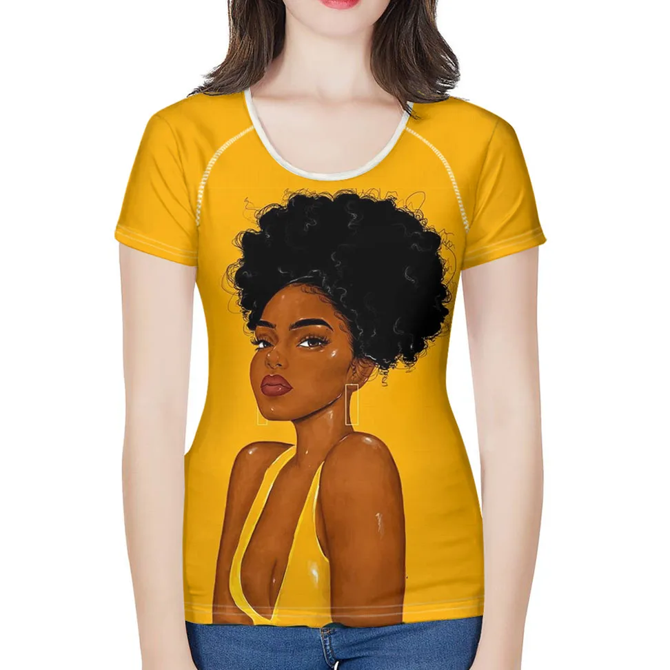 Nopersonality Priložnostne Ženske Majice Art Črna Kraljica Ameriške In Afriške Dekleta Vrhovi Kratek Rokav Poletje Afro Dame Tee Tshirts
