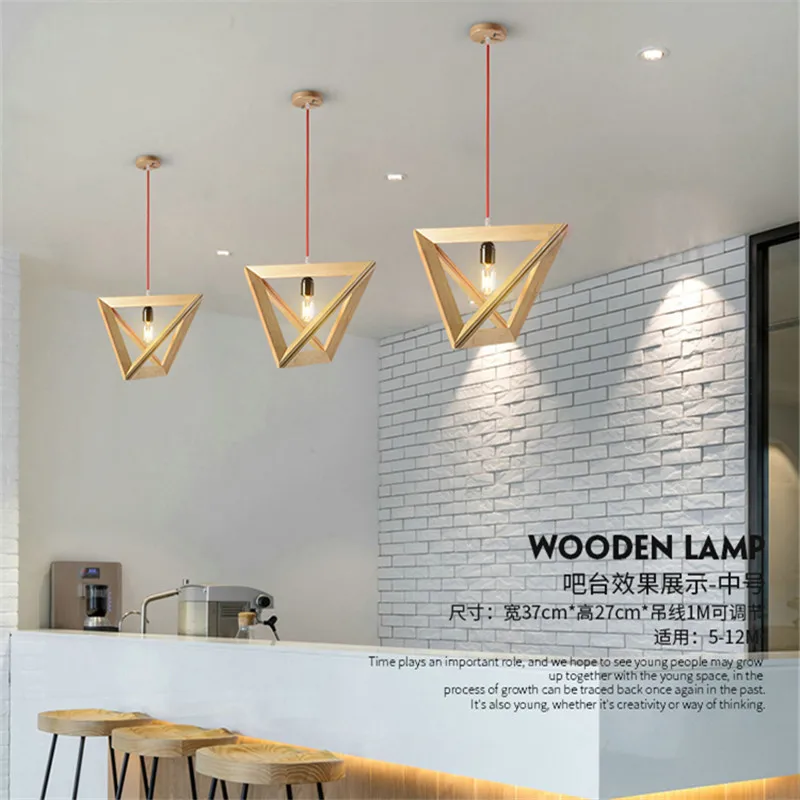 Nordijska geometrijske svetilke masivnega lesa Japonski restavraciji mleko, trgovina, bar masivnega lesa Obesek Luči WF4121429