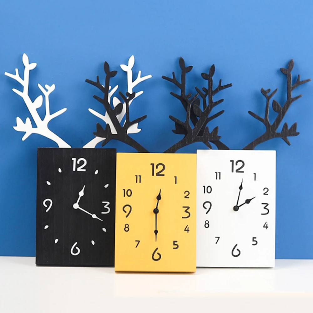 Nordijska minimalističen stenska ura ustvarjalnega lesene antler Doma dekor visi ura dnevna soba, spalnica office home watch ure