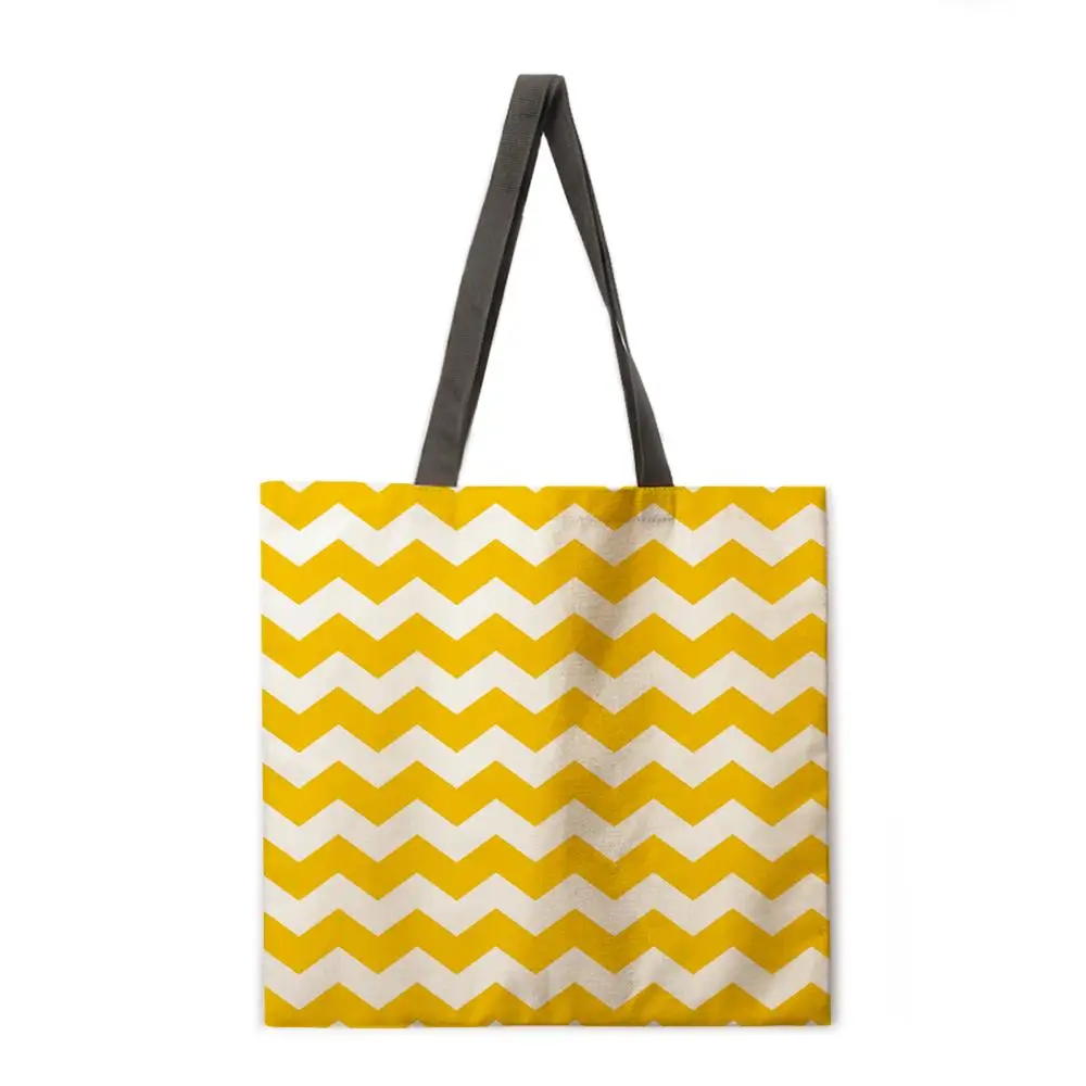 Nordijska rumena geometrijske tiskanje vrečko priložnostne torbici lady torba moda plaže vrečko zložljiva nakupovalna torba