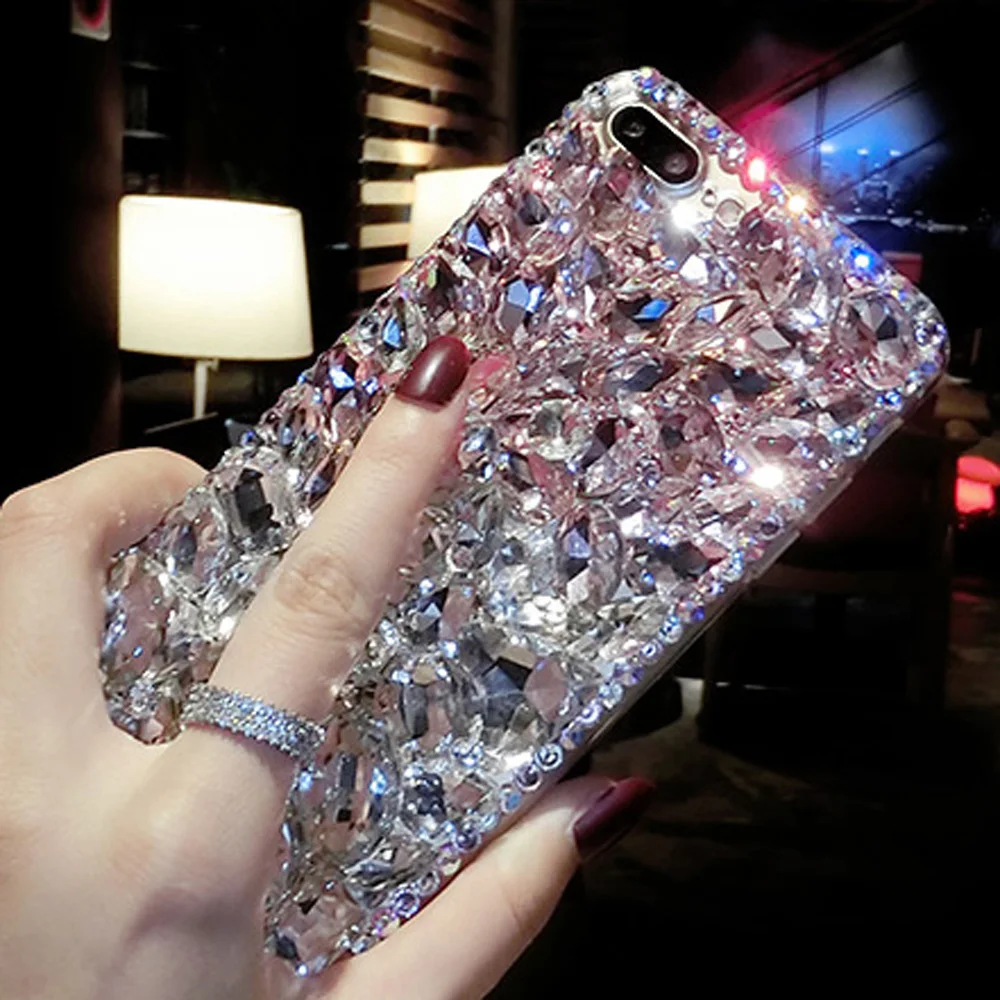 Nosorogovo Primeru Diamond Bling Roza Telefon Kritje coque za Samsung Galaxy A10 A20 A30 A40 A50 A70 A10S A20S A30S A40S A50S A70S