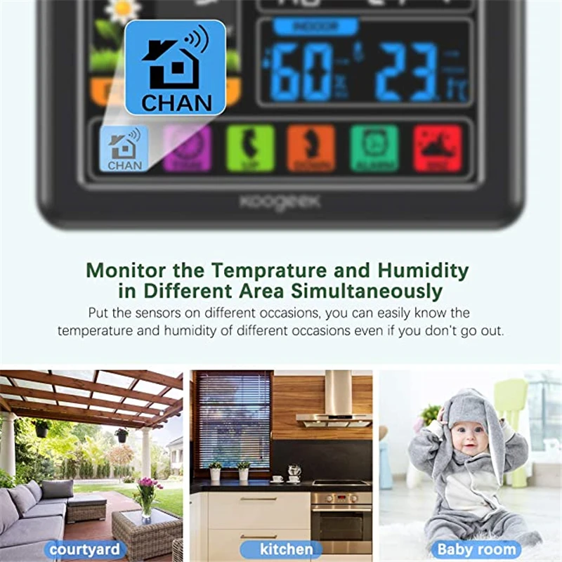 Notranja Zunanja Digitalne Vremenske Postaje za Brezžični LCD-Zaslon w/ Budilka Realnem Času Temperatura/Vlaga/Napoved Funkcijo Doma