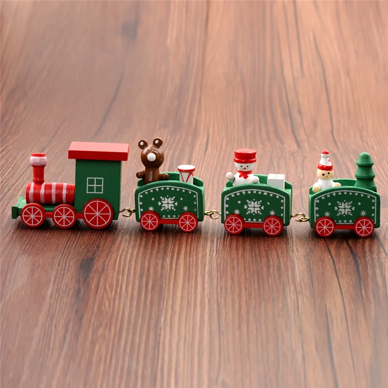 Nov Božični Vlak Pobarvan Les Božično Dekoracijo za Dom s Santa/bear Božič otrok igrače darilo ornament navidad novo leto Darilo