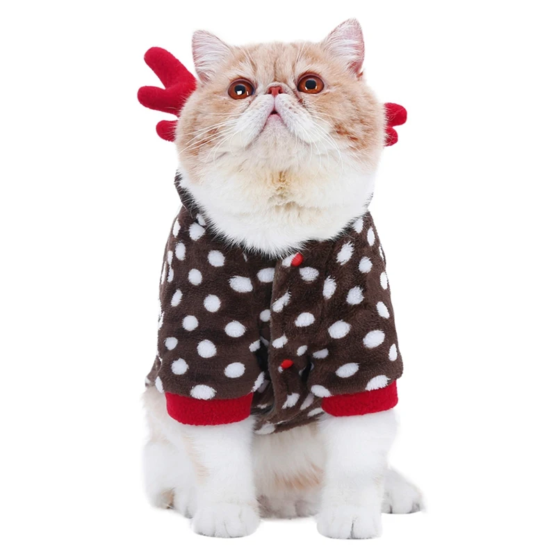 Nov Hišni Ljubljenčki Mačka Oblačila Božič Obleko Gor Srčkan Kopalke Jelenov Plašč Hoodie Z Rdečimi Rogovi Za Hišne Pes Pozimi Toplo Oblačila