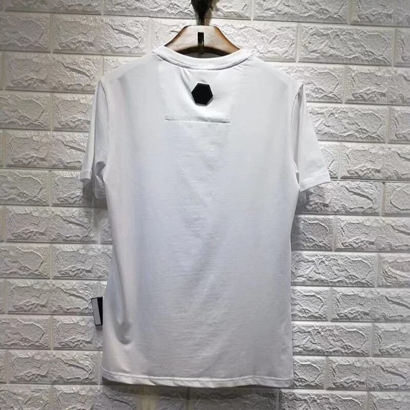 Nov Modni O-Vratu Bombaž PP LOBANJE T-Shirt za Moške 3D Diamond Ulica Gotike Plein Kratek Rokav T-Shirt Moški zgornji deli oblačil