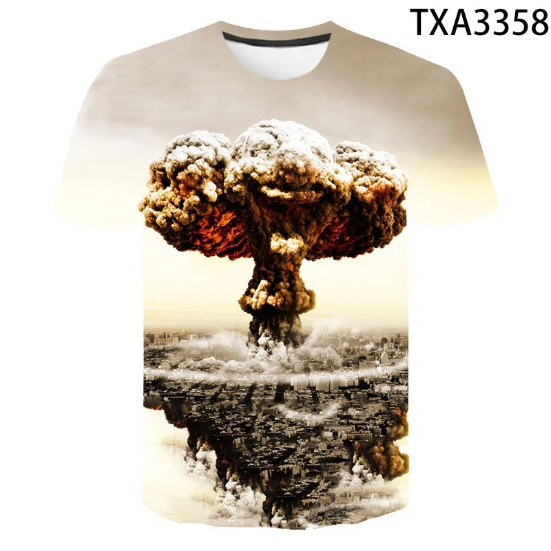 Nov Poletni skupnosti za Atomsko eksplozijo bombe, 3D Majice Casual Moški, Ženske, Otroci, Kratek Rokav, Fant, dekle, Otroci, ki so Natisnjeni T-shirt Kul Vrhovi Tee