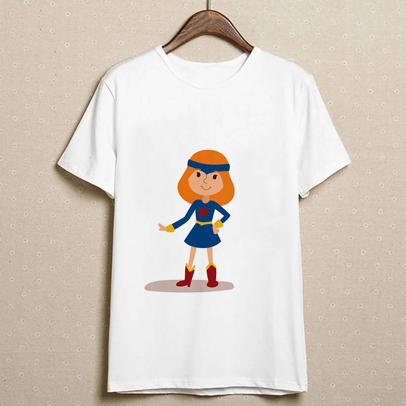 Nov Poletni Tshirt kawaii Superwoman natisne majica s kratkimi rokavi Ženske Harajuku Tanke Oddelek Beli Vrhovi Ženska T-shirt Kratek rokav obleka
