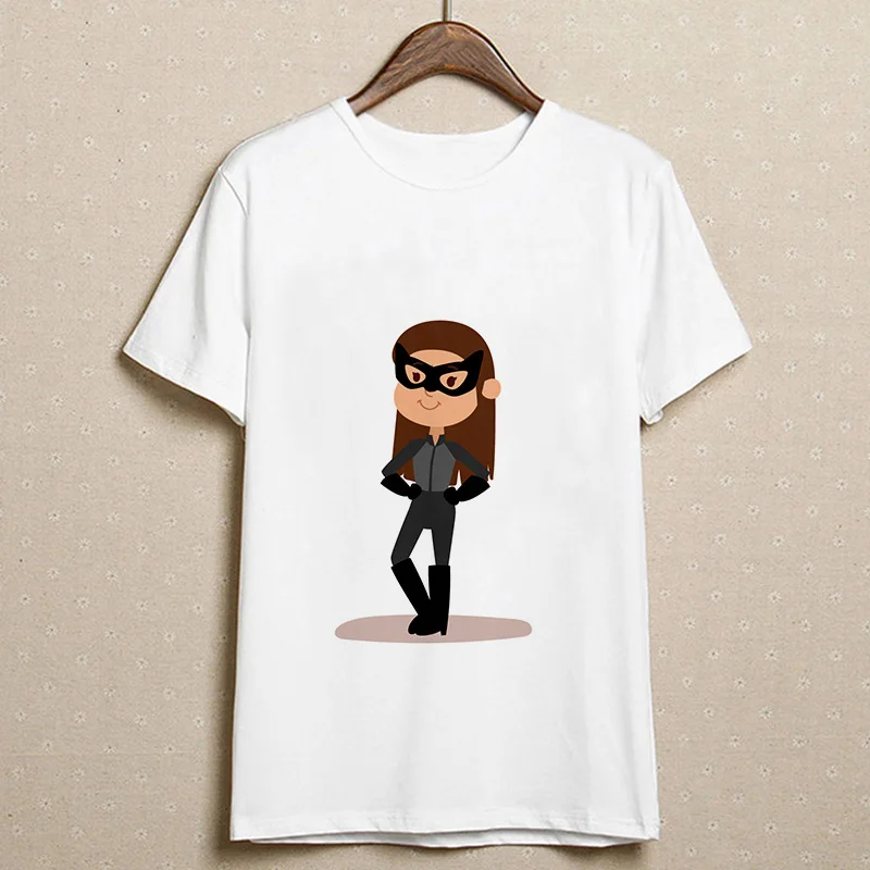 Nov Poletni Tshirt kawaii Superwoman natisne majica s kratkimi rokavi Ženske Harajuku Tanke Oddelek Beli Vrhovi Ženska T-shirt Kratek rokav obleka