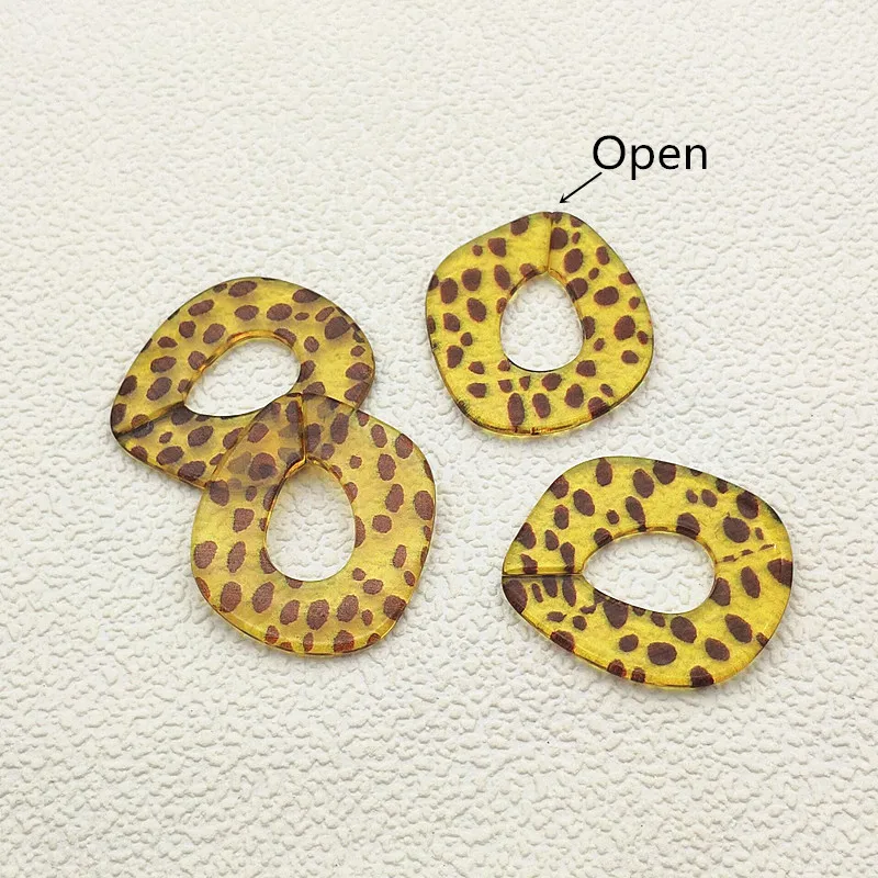 Nov prihod! 52x46mm 30pcs Akril Leopard tiskanja Ovalne oblike kroglice za uhani, pribor, deli,ročno Izdelan Nakit Uhan DIY