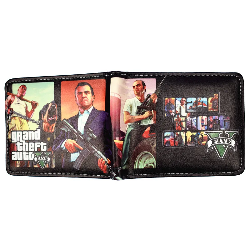 Nov Prihod Igra Grand Theft Auto V meniju Denarnica moška Kratka Torbici PU Usnja, Listnice Z Kovanca Pocket