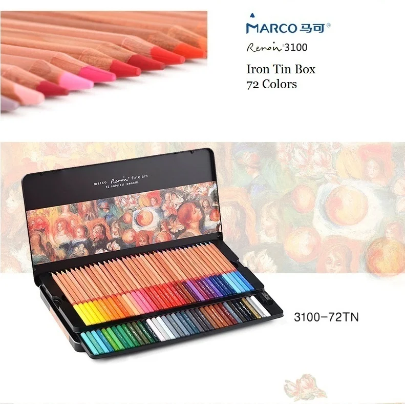 Nov Prihod Marco Renoir Fine Art 24--100 Barvne Svinčnike Pigmenti za Umetnika Skica, Odraslih, Barvanje Knjige