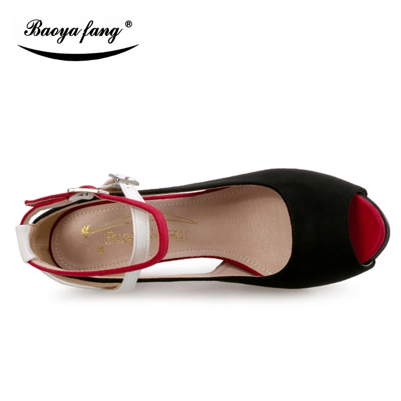 Nov prihod Peep Toe rdeča/črna ženska poročni čevlji Sponke Visoke pete, Črpalke ženska Rdeče edini čevlji ženska Ženski vložek