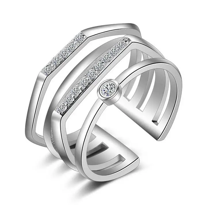 Nov prihod visoka kakovost modnih sijoče cirkon 925 sterling srebro ženske'finger obroči ženske, nakit trgovini