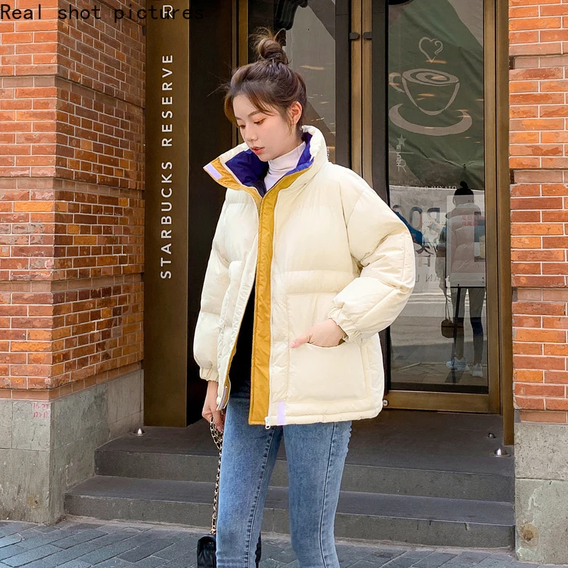Nov slog jakna ženske korejskem slogu svoboden navzdol bombaž plašč kruh plašč, jakno, priložnostne slog, ki pozimi