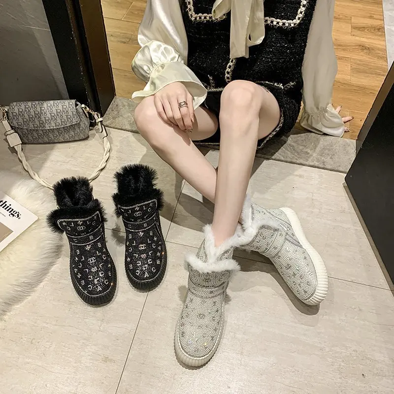 Nov slog sneg škornji ženske pobočju pete čipke-up gleženj škornji bela črna platforma čevlji toplo krzno zimski škornji wome