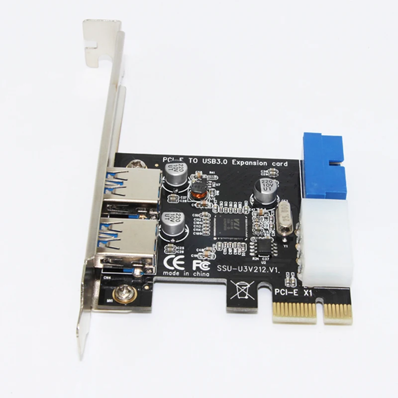 Nov USB 3.0 PCI-E Širitev Sim Adapter za Zunanji 2 Vrata USB3.0 Hub Notranjega 19 Pin Header PCIE Kartica 4 Pin IDE Priključek za Napajanje