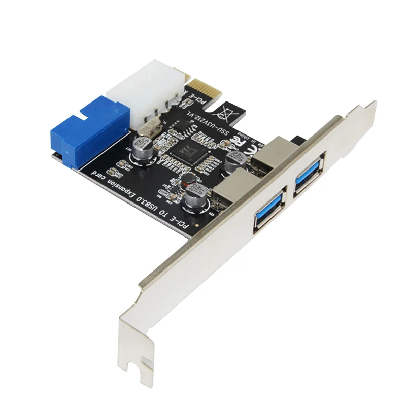 Nov USB 3.0 PCI-E Širitev Sim Adapter za Zunanji 2 Vrata USB3.0 Hub Notranjega 19 Pin Header PCIE Kartica 4 Pin IDE Priključek za Napajanje