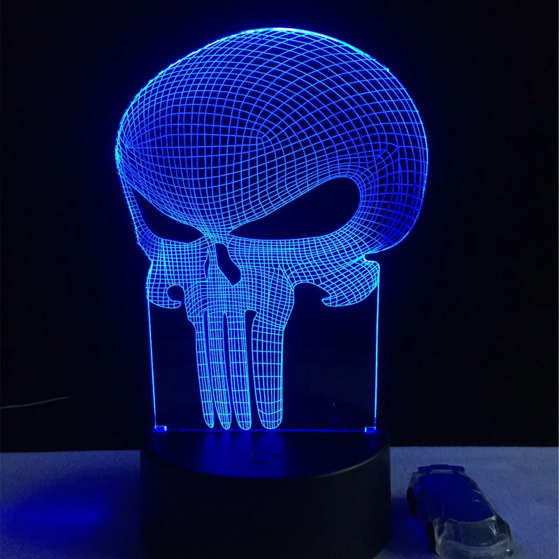 Nov Zob Lobanje 3D LED USB Lučka za noč Čarovnic Punisher Razpoloženje Pisane Strah, Temo (Hiša strahov), Dekor Noč Svetlobe Razsvetljavo