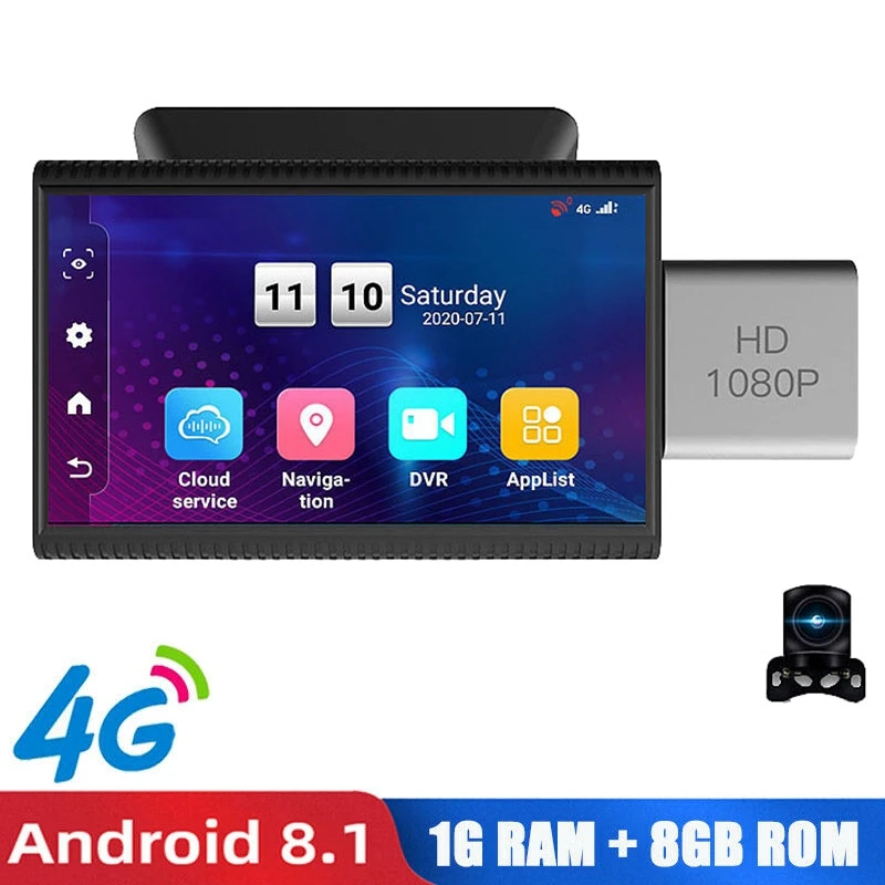 Nova Armaturna Cam 4G Android 8.1 Avto DVR GPS Dual Camera FHD 1080P WiFi Dash Cam 1GB+8GB Dashcam Vožnje Diktafon