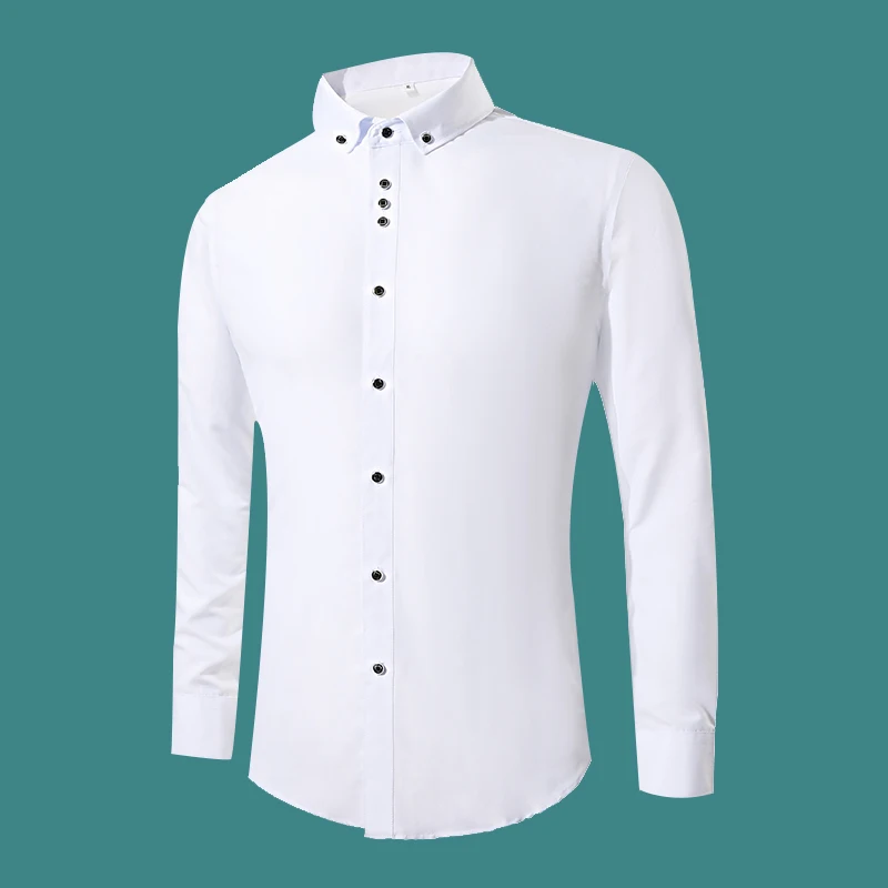 Nova Moda Belo Obleko Moške Srajce Z Dolgimi Rokavi Priložnostne Bela Formalno Rokavi Moški Slim Fit Poroko Majica Moška Oblačila Vrhovi