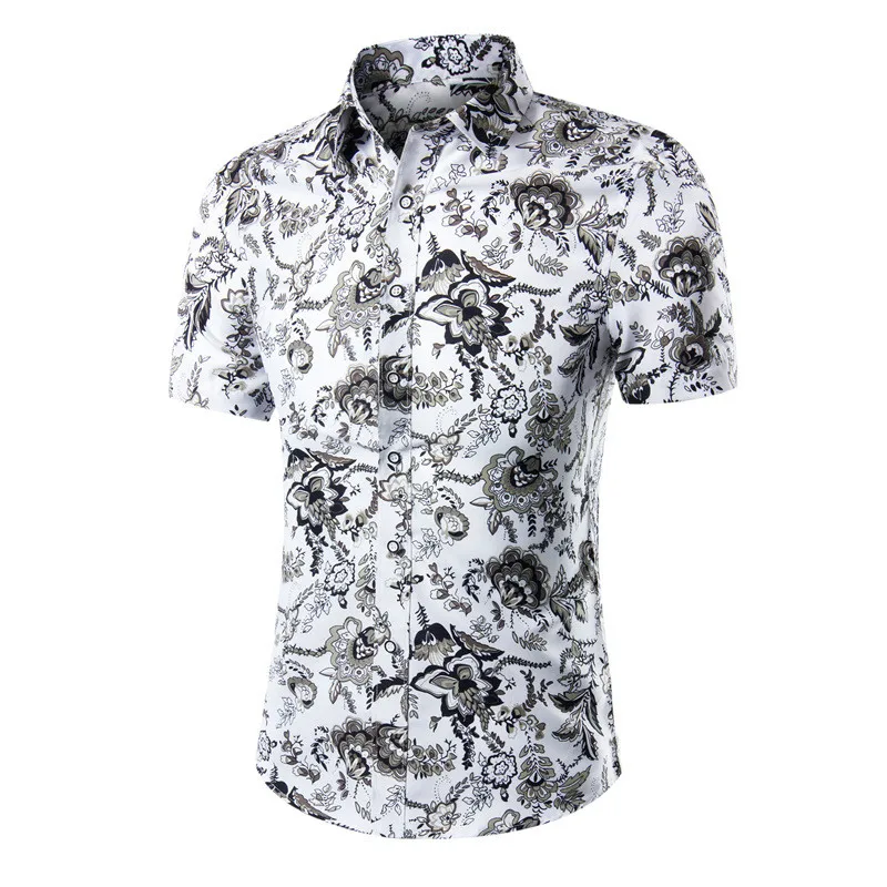Nova Moda Poletni Cvetlični Tisk, Majice, Moške Kratke Rokav Hawaiian Priložnostne Mens Srajce 10 Barv Azijskih Velikost M-5XL camisa masculina