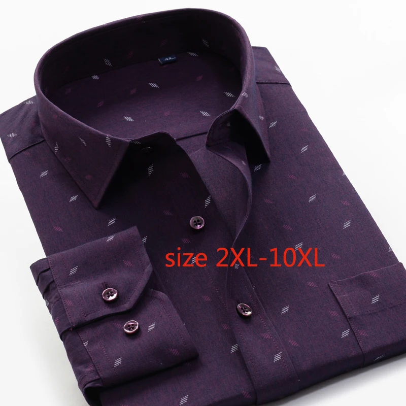 Nova Moda Priložnostne Super Velike Tiskane Moških Obleko Srajce Smart Casual Tiskanja Moški Majica Dolg Rokav Plus Velikosti 2XL-7XL 8XL 9XL 10XL