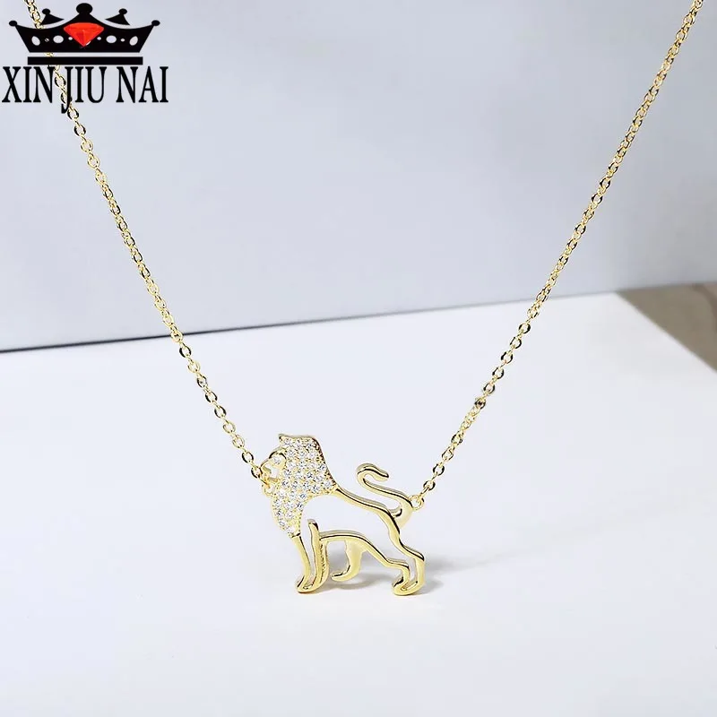 Nova moda ustvarjalne osebnosti DIY 18K zlato hiphop ulica živali lev obliko polno diamond clavicle ogrlica za ženske, nakit