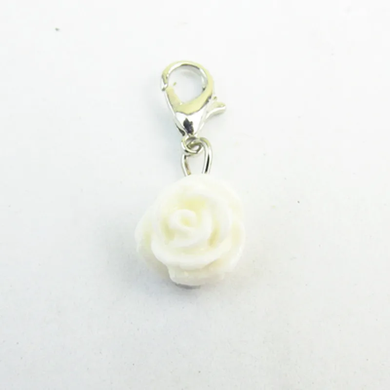 Nova Moda White Rose Cvet Visijo Čare Z Zlato&Srebrna Jastog Zaponko Čar Za Plavajoče Locket Obesek 20pcs/veliko