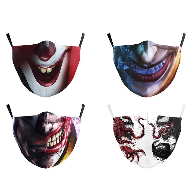 Nova Zasnova Smešno Joker Velika Usta Print Maske Za Odrasle Moda Prostem Masko Tkanine Stroj za Večkratno uporabo Maske PM2.5 Mascarillas
