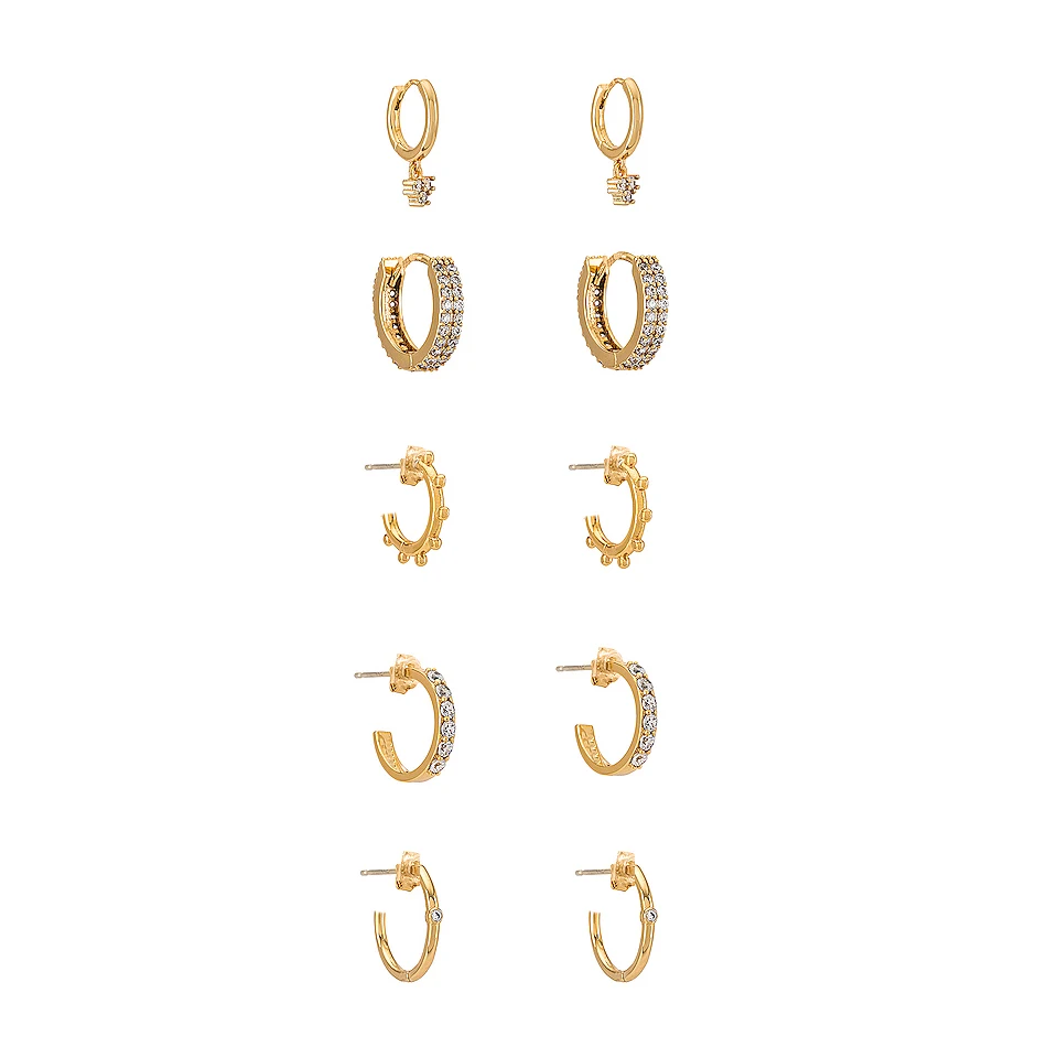 Nove Barve CZ Cirkon Gold Uhani za Ženske 5 Par Geometrijske Majhne Hoop Uhani Nastavite Huggie Nakit, Poročni Bijoux Brincos