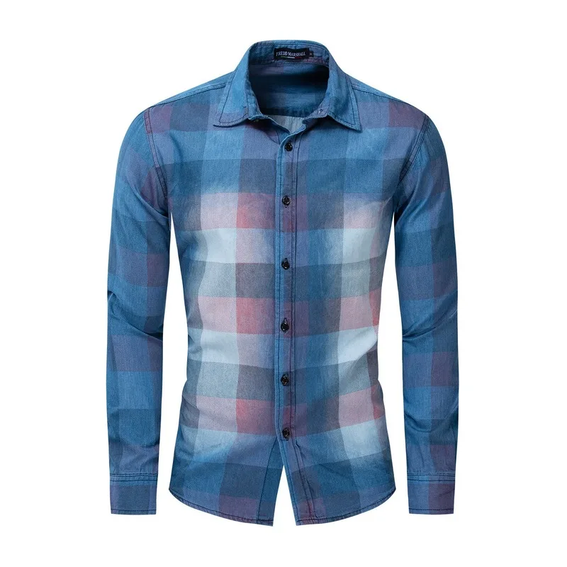 Nove Jesensko Zimske Casual Men ' s Classic Kariran Majica z Dolgimi Rokavi Moški Oblačila Prevelik Priložnostne River Shirt Majica Moški