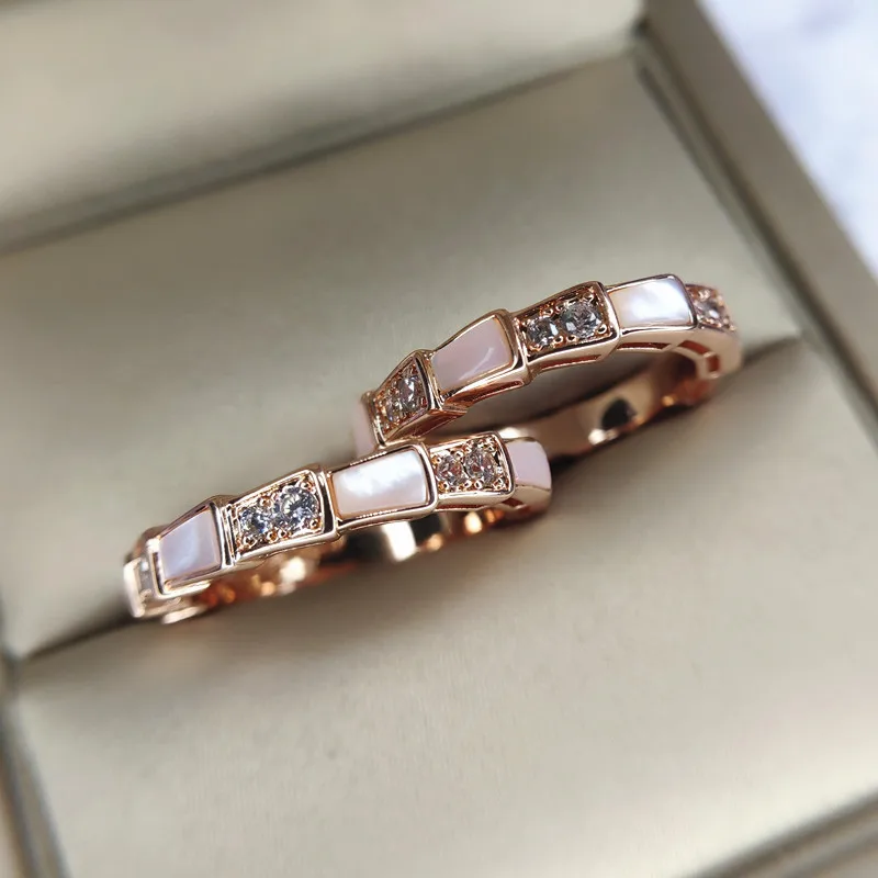 Nove luksuzne kača lupini fine jewlry obroč modni dodatki rose gold finger obroči ženske lady darila