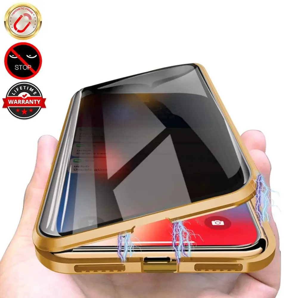 Nove Magnetne Kaljeno Steklo Zasebnosti Kovinski Telefon Primeru Magnet Zaščitni ovitek Za telefon XR XS MAX X 6 6splus 8 7 11 Por Plus
