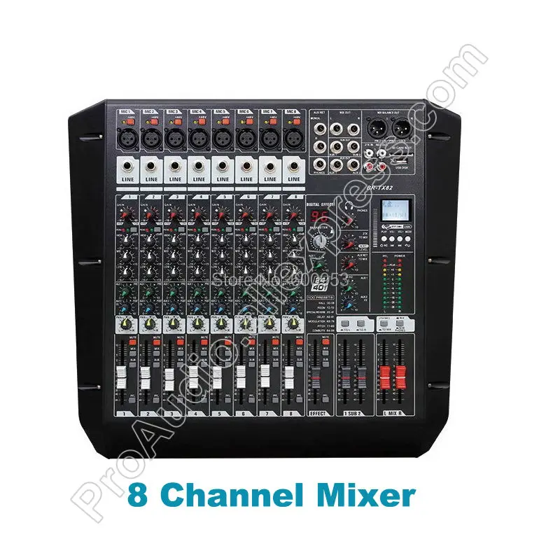 Nove Poklicne MICWL TX82 8 Kanal Dvojno Skupine Audio Zvočni Mešalnik Mešalna DSP AUX USB 48V