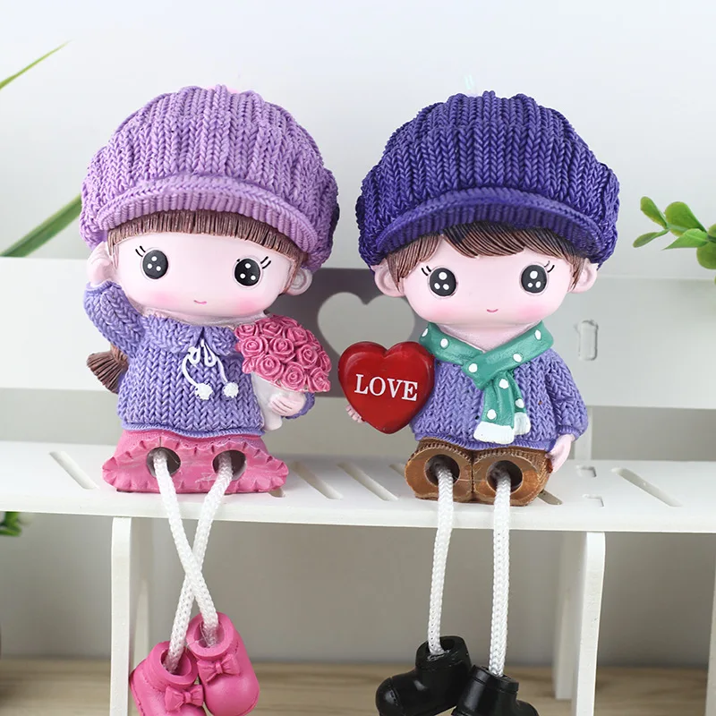Nove ustvarjalne romantični par visi noge lutka dekoracijo doma poročno darilo, darilo za rojstni dan smolo obrti Pastorala Ljudi