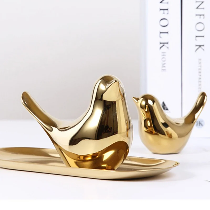 Nove Ustvarjalne Zlata Odlikovanja Keramični Zlata Ptica Figurice Abletop Dekoracijo Doma Dekoracijo Pribor Poroka Okraski