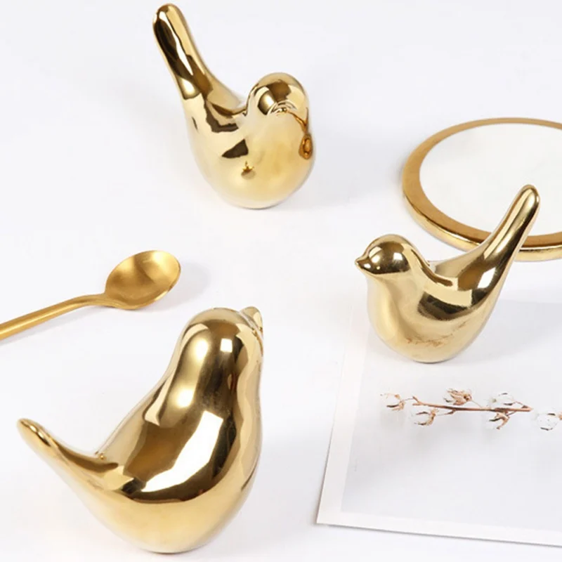 Nove Ustvarjalne Zlata Odlikovanja Keramični Zlata Ptica Figurice Abletop Dekoracijo Doma Dekoracijo Pribor Poroka Okraski