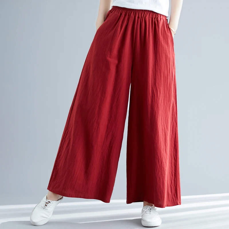 Nove Ženske bombaž perilo hlače,plus velikost 5XL 6XL 7XL SVOBODEN priložnostne širok noge hlače,velikosti hlače črna bela rdeča kaki