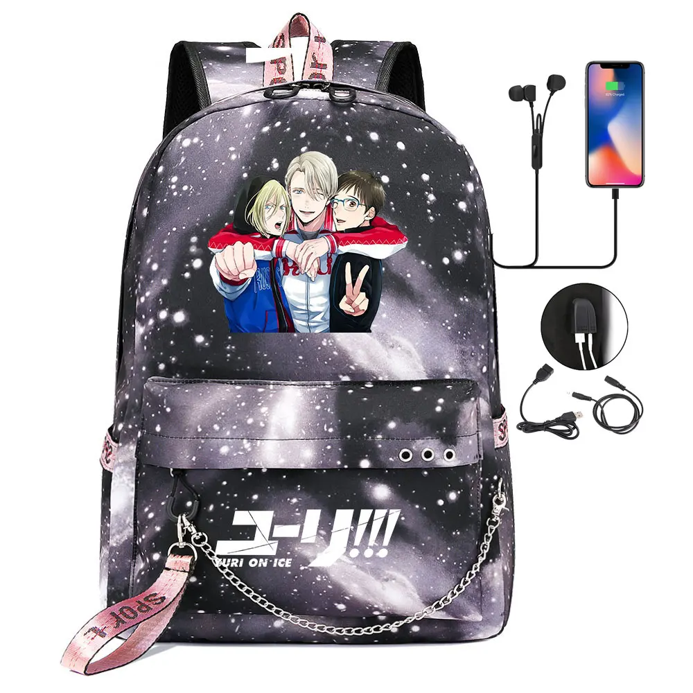 Novi Anime Srčkan Jurij Na Ledu Natisne Fantje, Dekleta, Otroci, Šolska torba Ženske USB Verige Nahrbtnik Platno Moških Bagpack Packsack Bookbag