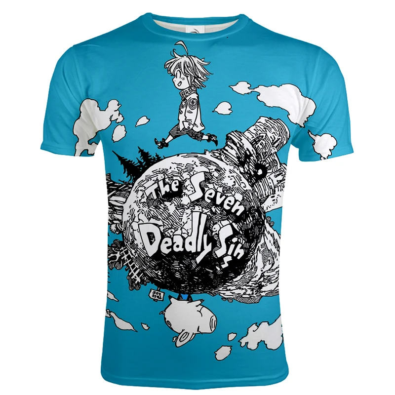 Novi Anime T-shirt Sedem Smrtnih Grehov 3D Tiskanih Moških Priložnostne Moda Ulične Tshirt Pomlad Poletje Moških Hip Hop Teeshirt Vrh