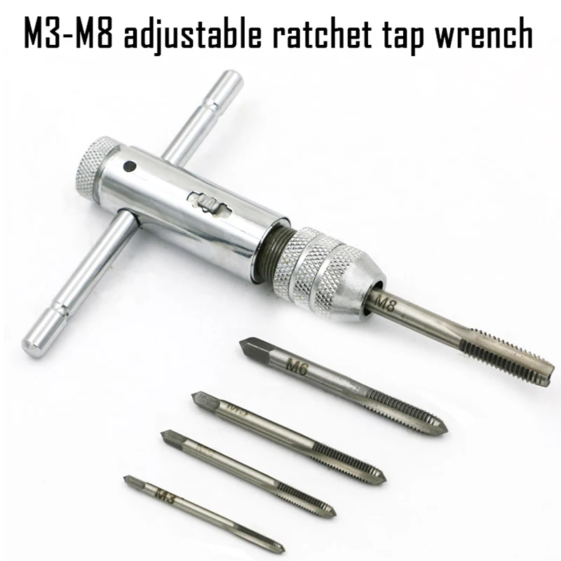Novi M3-M8 Nastavljiva Ročica Z Ragljo Tapnite Tapnite Ključa Za Tapnite Dotikom Roke Za Vzvratno Ključa Priročnik Za Prisluškovanje Pribor -1 Set
