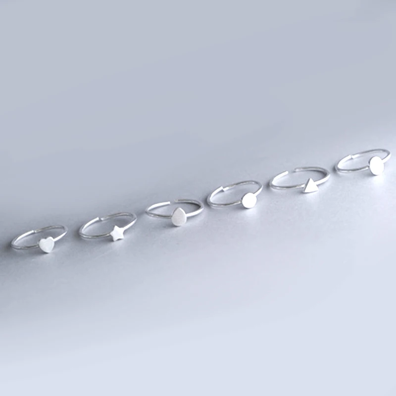 Novi modeli 925 Sterling Silver Star Srce Trikotnik Obroči za Ženske, Nastavljiva Velikost Obroča Moda funt-srebrni-nakit
