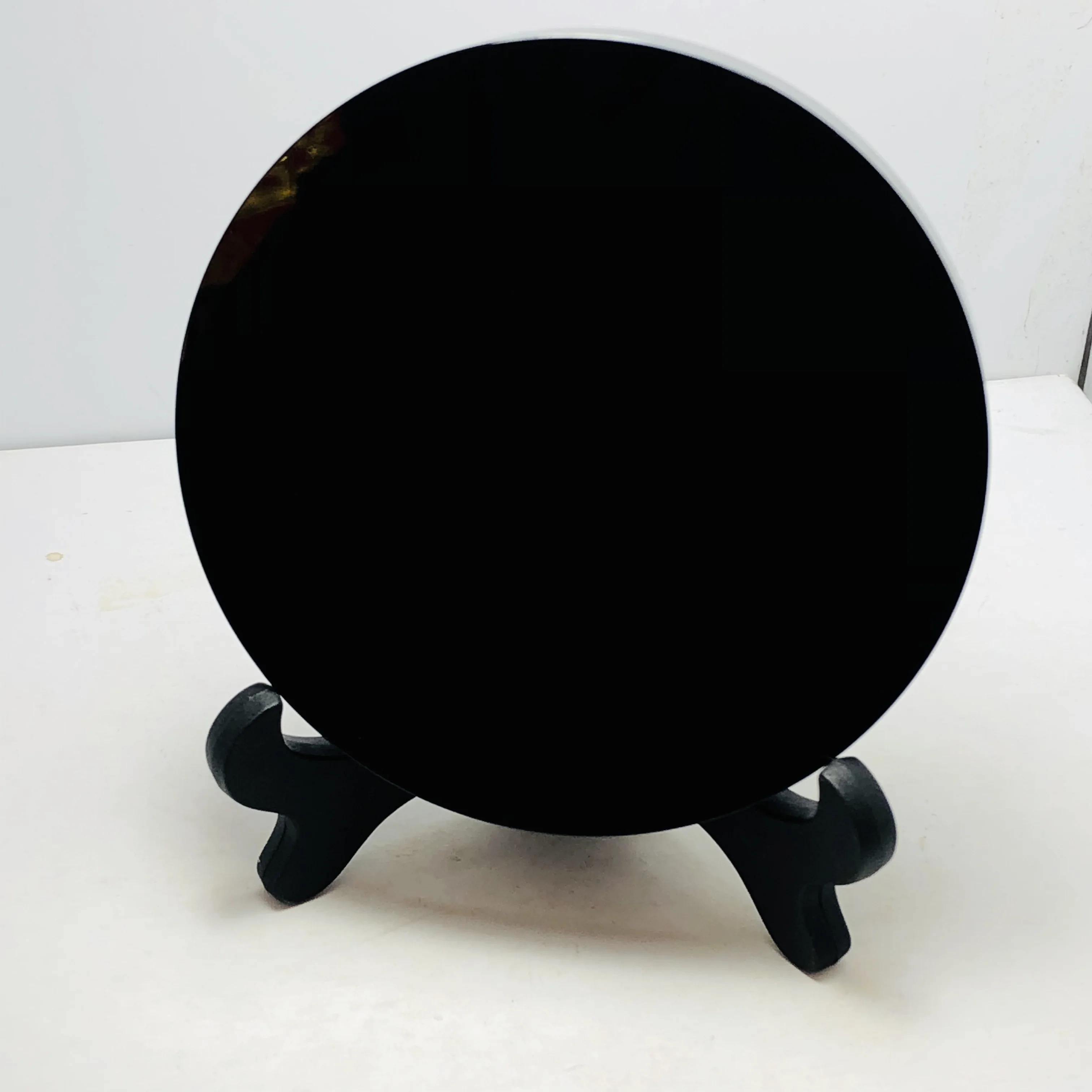 Novi modeli visoke kakovosti naravni črni obsidian kamen krog disk okroglo ploščo fengshui ogledalo za dom & pisarna dekor