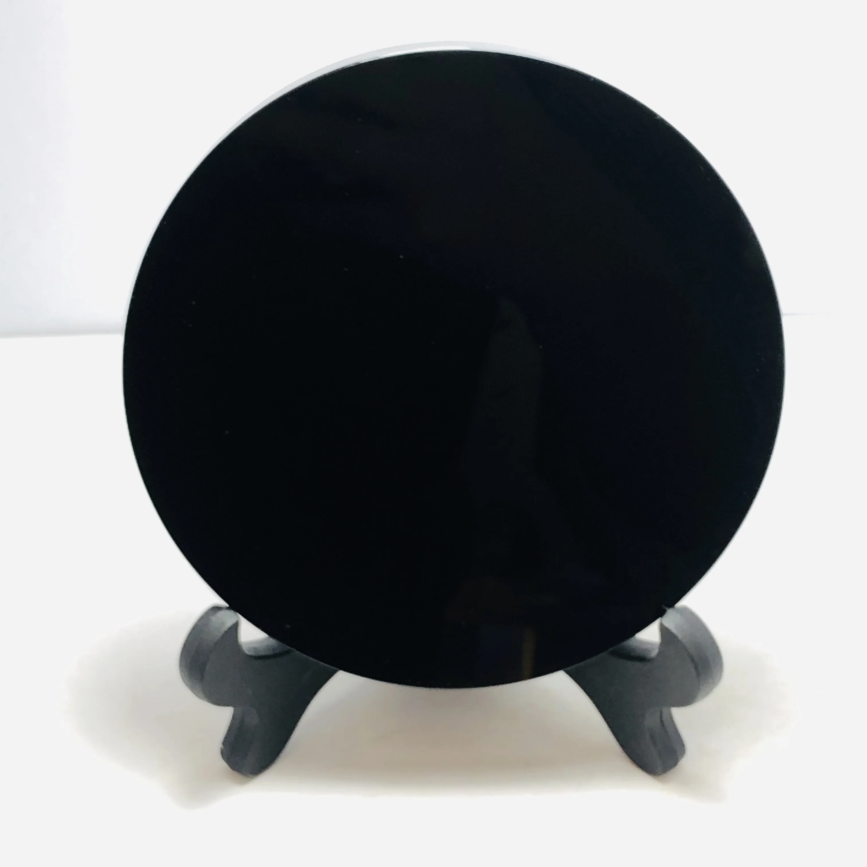 Novi modeli visoke kakovosti naravni črni obsidian kamen krog disk okroglo ploščo fengshui ogledalo za dom & pisarna dekor
