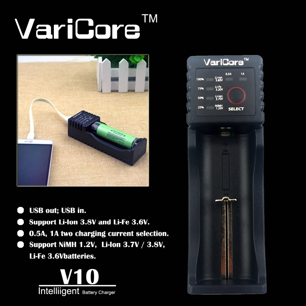 Novi Originalni VariCore V10 1,2 v 3,7 v 3.85 v AA / AAA 18350 26650 10440 18650 14500 16340 25500 nik litijeva baterija smart polnilec