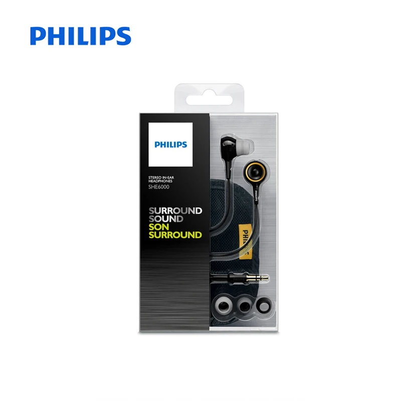 NOVI Philips SHE6000 Žične Slušalke Podporo Loptap/Ipad/Pametni telefon, ki Teče Earpads Šport Slušalke za Xiaomi Huawei Meizu