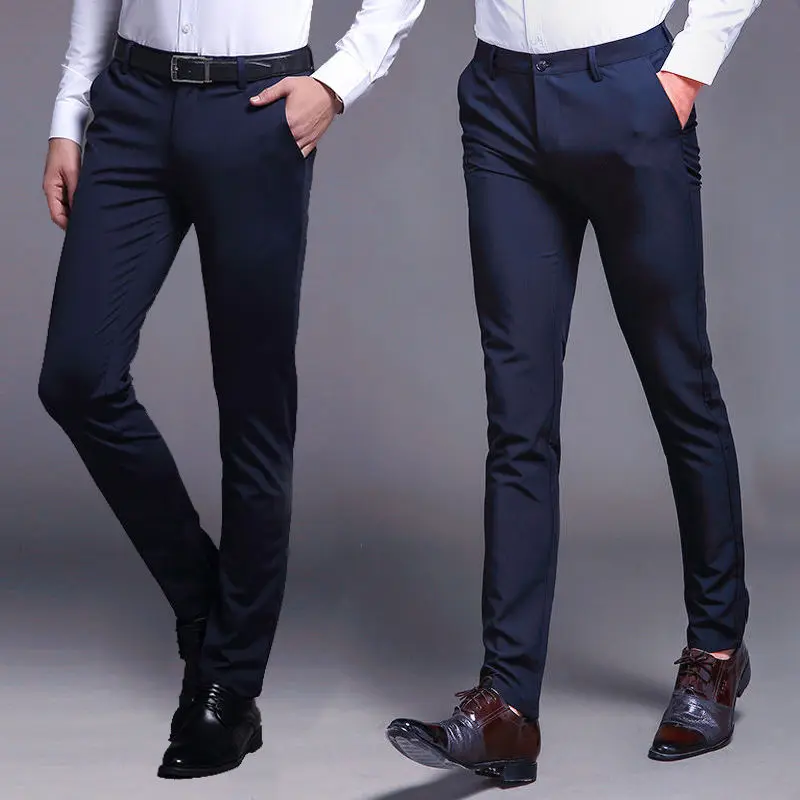 Novi Smart casual hlače za moške slim hlače bermuda masculina tanke plima business Casual OBLEKO HLAČE kpop moda za moške hlače črne